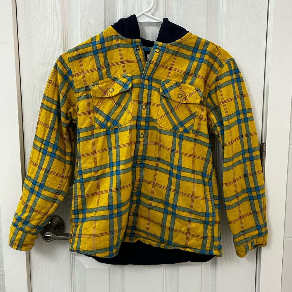 L.L. Bean Kids Yellow and Blue Plaid Button Down Shirt
